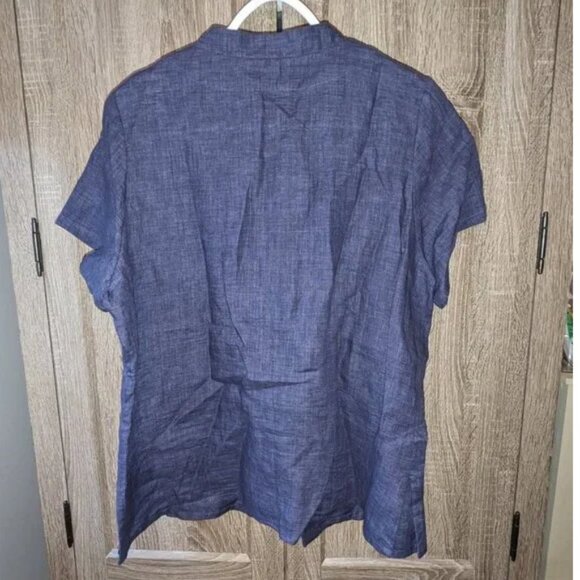 *3 FOR $9* Flax Linen Short Sleeve Asian Style Wrap Frog Button Chinese Shirt - Picture 2 of 3